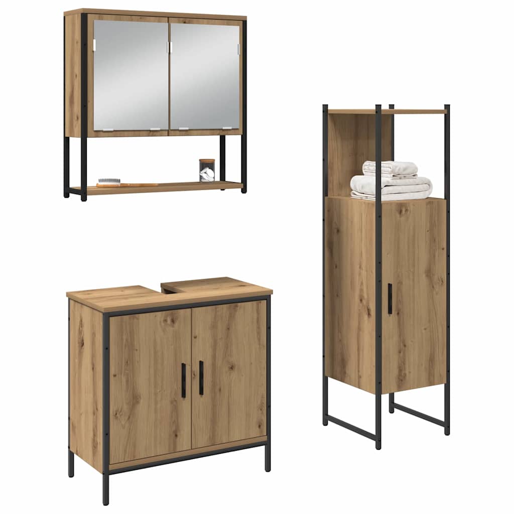 Bathroom Furniture Set with Door 3 pcs Brown 33 x 33 x 102.5 cm